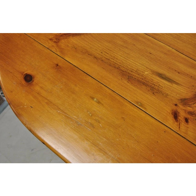 Vintage French Country Oval Pine Wood 78" Baluster Leg Farmhouse Dining Table For Sale - Image 11 of 18