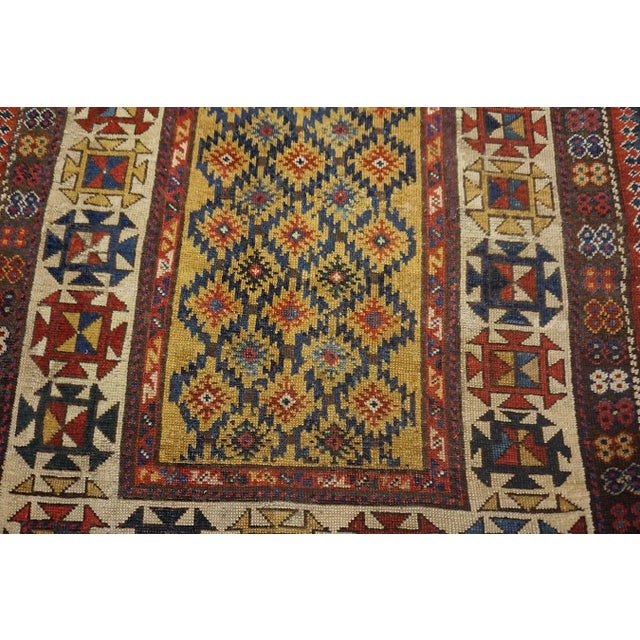 1890s Yellow Diamond Antique Caucasian Talish Carpet 3'4" X 7'6" Knotted Wool Rug For Sale - Image 11 of 12