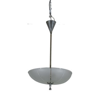 Vintage Glass Disc Pendant Light, 1940s For Sale