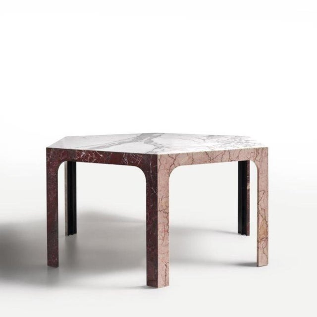 Sesto C Hexagonal Dining Table in Calacatta and Bardiglio Marble by Bufalini Marmi For Sale - Image 10 of 12