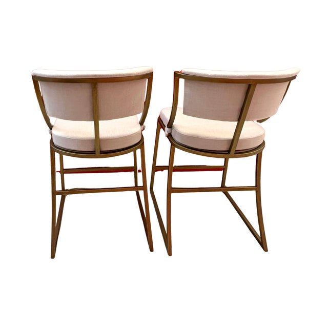 Ballard Designs Ballard Designs Allister Upholstered Metal Bar Stools - A Pair For Sale - Image 4 of 7