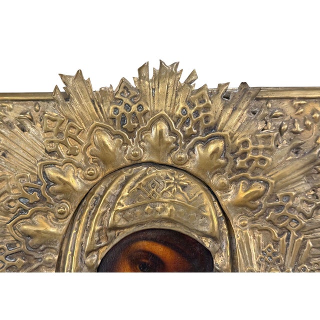 Religious Oklad Icon of the Tikhvin Mother of God. Late 19th Century. For Sale - Image 3 of 8