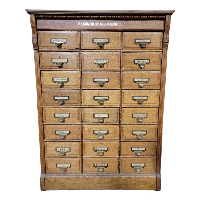 Antique Tiger Oak File Cabinet Circa. 1900 (24) Drawers For Sale
