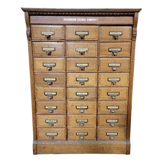 Tiger Oak File Cabinet Circa. 1900 (24) Drawers For Sale