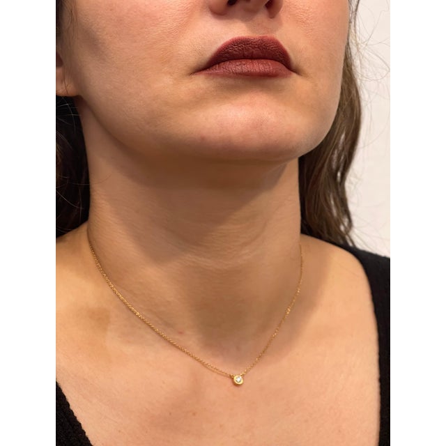 Metal Diamonds by the Yard Single Diamond Pendant in Yellow Gold by Elsa Peretti T&Co For Sale - Image 7 of 18