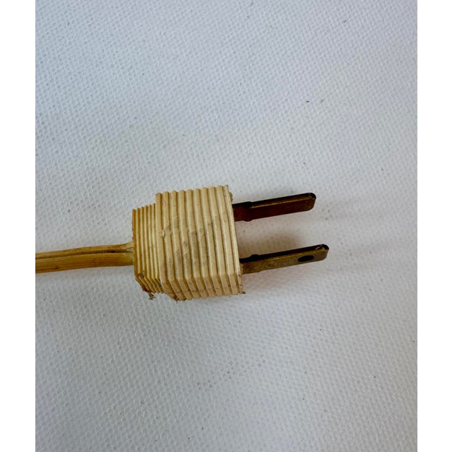 Vintage 1970s Ceramic Bamboo Table Lamp With Woven Shade For Sale - Image 14 of 16