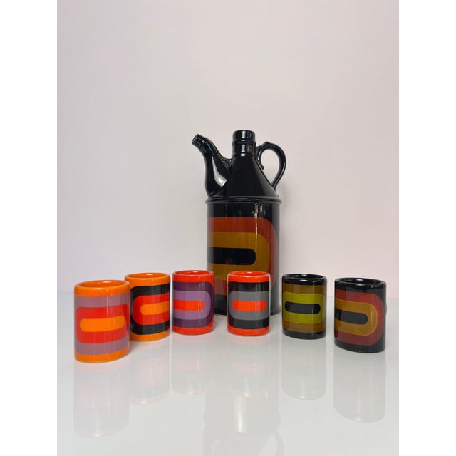 Schnapps Decanters and Cups from Wächtersbach, Set of 7 For Sale - Image 11 of 11