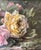 Printmaking Materials Antique French Lithograph of Pink & Yellow Roses With Bees in Antique Frame For Sale - Image 7 of 8