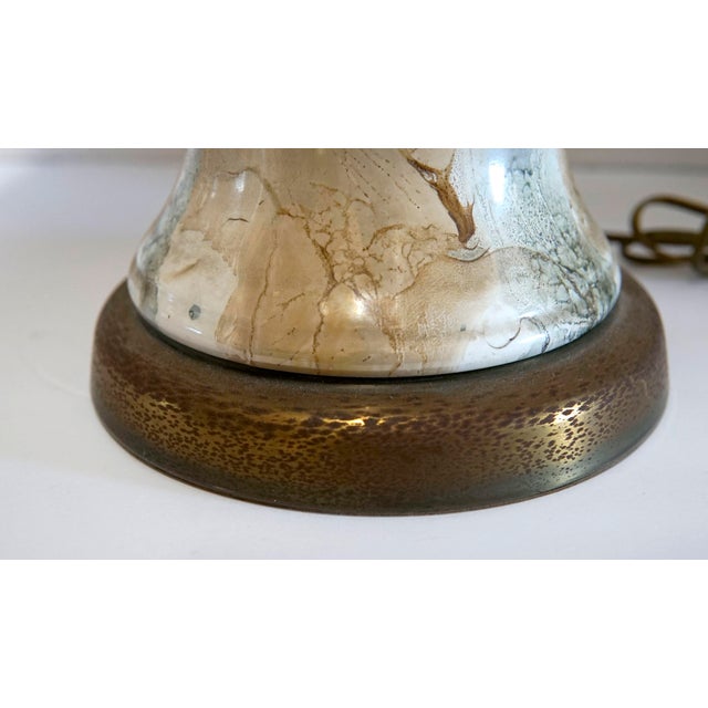 Vintage Mid 20th Century Marbelized Glass Table Lamp and Shade For Sale - Image 10 of 13