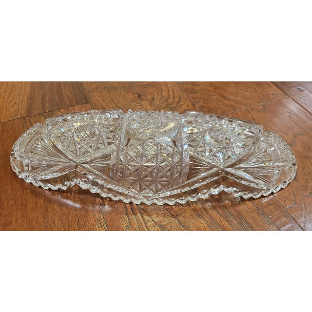 American Late 19th Century American Brilliant Cut Glass Celery Dish For Sale - Image 3 of 7