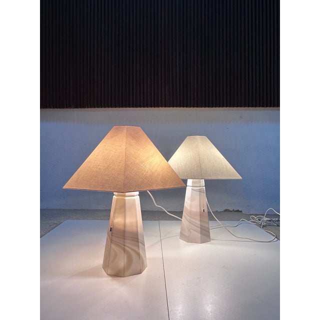 Modern Vintage Glass Art Table Lamps by Peill & Putzler, Germany, 1970s, Set of 2 For Sale - Image 3 of 18