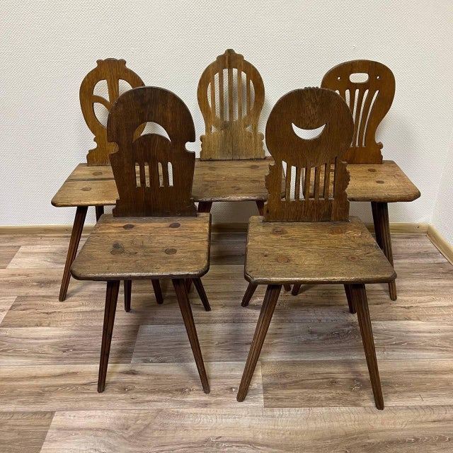 Antique German Farmhouse Chairs, 1800s, Set of 5 For Sale - Image 15 of 15