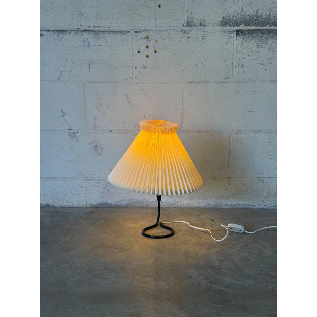 Mid-Century Modern Metal Table Lamp With Le Klint Shade Danish Mid-Century Modern 1970s For Sale - Image 3 of 10