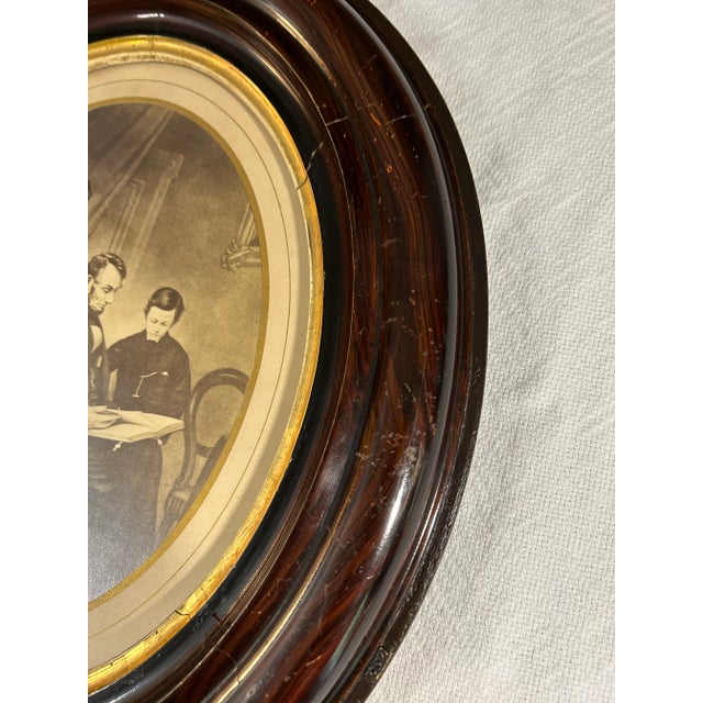 Antique Lincoln Family Engraving in Original Frame For Sale - Image 4 of 6