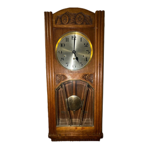 Antique German Box Regulator Wall Clock, Westminster Quarter Strike Chimes