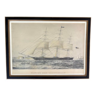 Currier & Ives “Clippership Nightingale” Hand Colored 1854 Lithograph From the Personal Collection of Curtis L. Carter For Sale