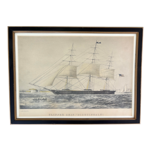 Currier & Ives “Clippership Nightingale” Hand Colored 1854 Lithograph From the Personal Collection of Curtis L. Carter