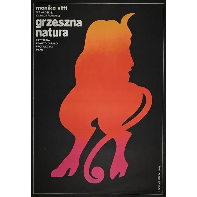 Grzeszna Natura with Monica Vitti is a vintage offset and lithograph on paper realized by Lech Majewski in 1974. Good...