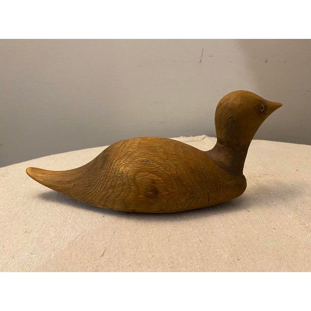 Folk Art Vintage Antique Hand Carved Wood Duck Decoy Signed John Violette For Sale - Image 3 of 5