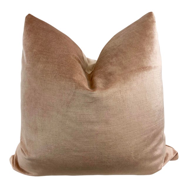 Pale Sienna Velvet 22" Pillows-A Pair For Sale