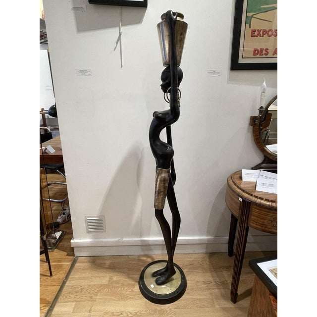 Black Bronze of a Nude African Lady Carrying Water in the style of Karl Hagenauer, 1970s For Sale - Image 8 of 15