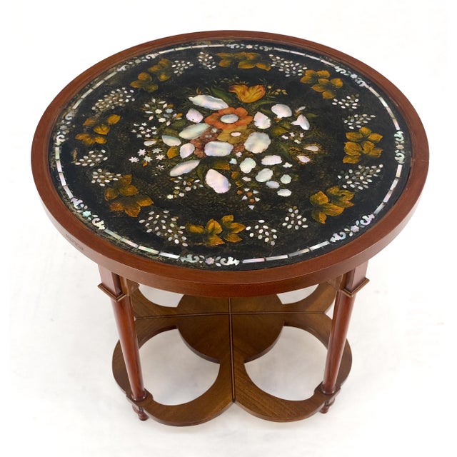 Mid 20th Century Very Fine Mother of Pearl Decorated 24" Round Side Lamp Table Stand For Sale - Image 5 of 18