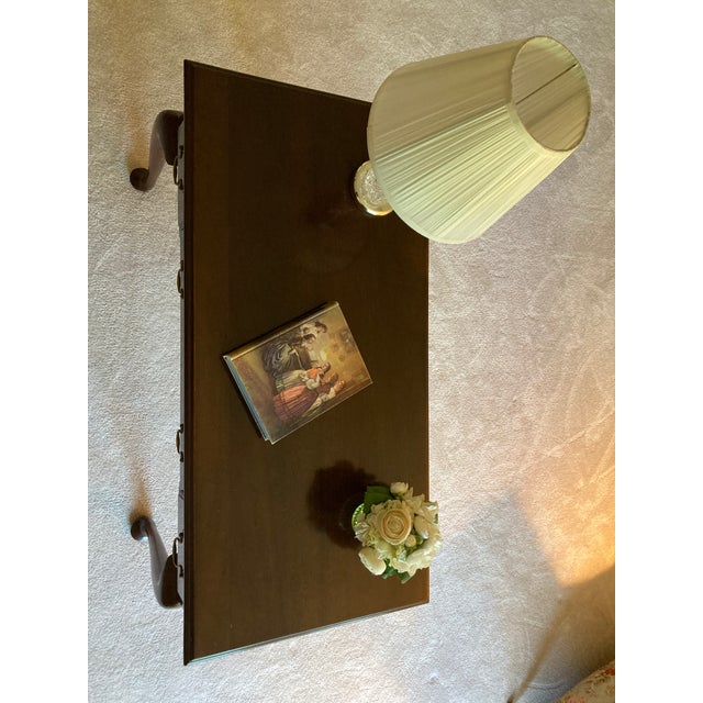 Queen Anne 1970s Henkel Harris Queen Anne Solid Mahogany Writing Desk- Hotel duPont Provenance For Sale - Image 3 of 13
