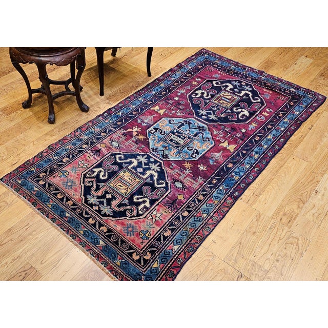 Antique Caucasian Cloudband Kazak Area Rug, Wool, Cranberry Red, 1890s, 3' x 7' For Sale - Image 10 of 18