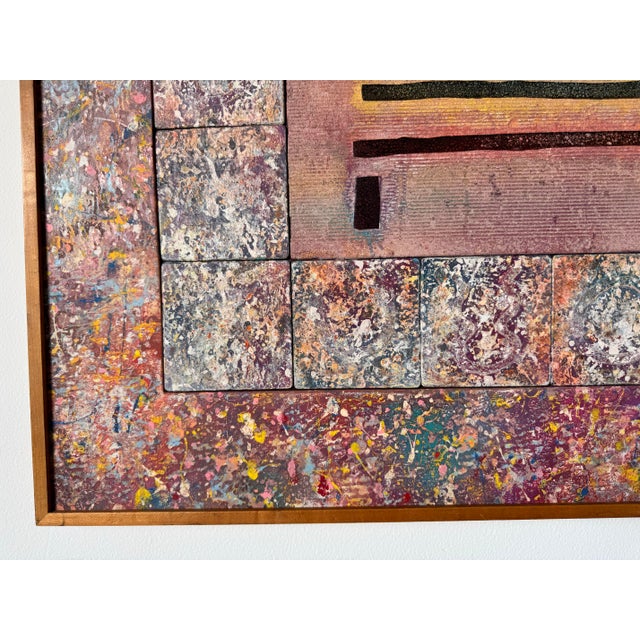 1982 Vintage Abstract Modernist Mixed Media Painting – Geometric & Textured Composition, Signed For Sale - Image 9 of 12