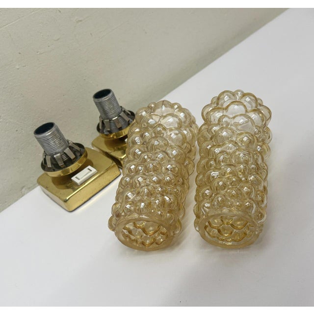 1960s Bedside Table Lamps in Bubble Glass by Helena Tynell 1960s, Set of 2 For Sale - Image 5 of 12