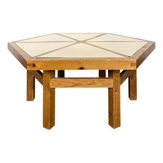 Octagonal Handcrafted Coffee Table in Pine For Sale