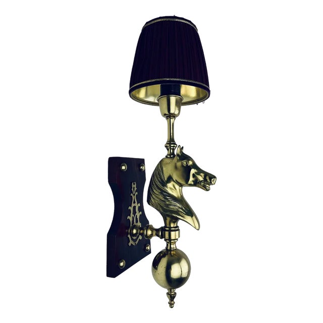 Horse Head Wall Lamp in Brass For Sale