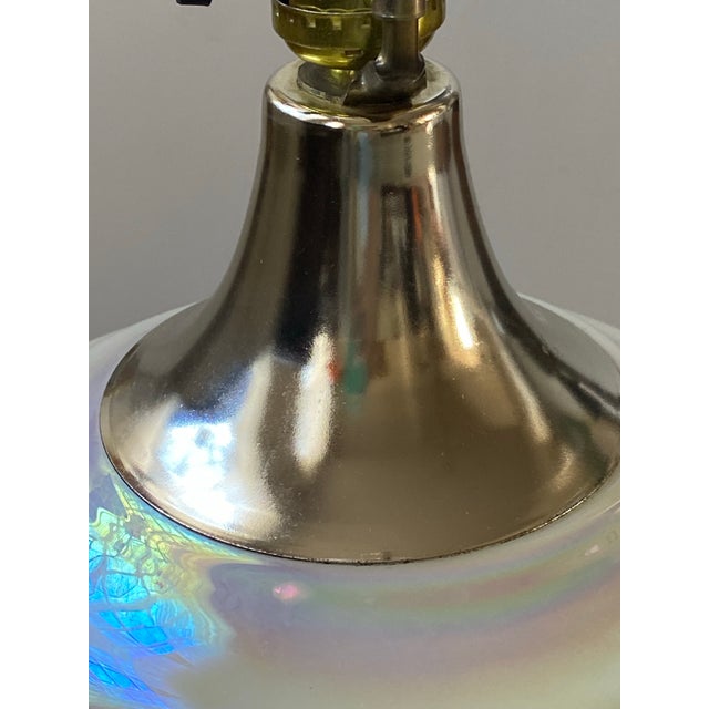 1970s Mid Century Modern Underwriters Laboratories Large Midcentury Pearlescent Glass Lamp For Sale In Baltimore - Image 6 of 12