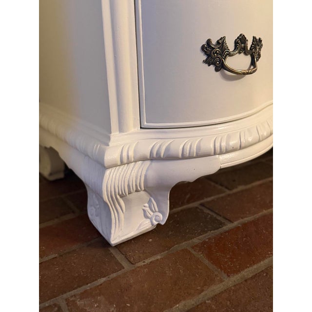 Wood Vintage Broyhill Serpentine 3-Drawer Chest, Professionally Refinished For Sale - Image 7 of 9