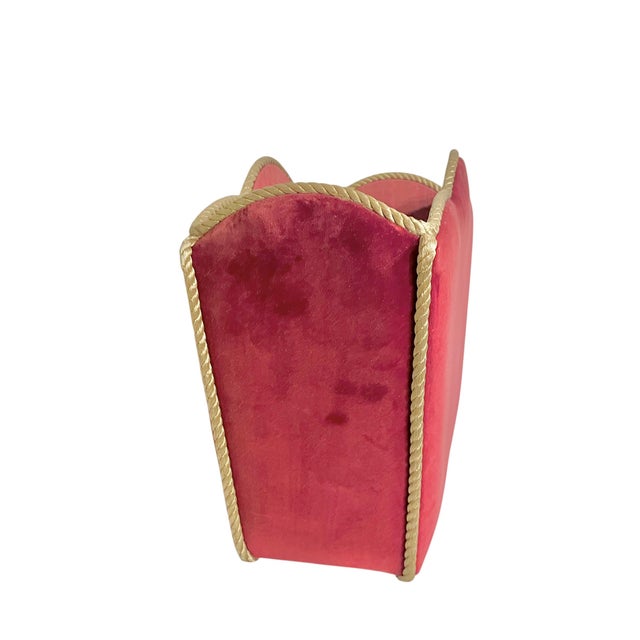 Textile Vintage Italian Hollywood Regency Pink Velvet Magazine Book Holder For Sale - Image 7 of 17