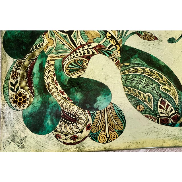 Whimsical Late 20th-Century Reverse Painted Glass Decorative Peacock Tray For Sale - Image 11 of 18