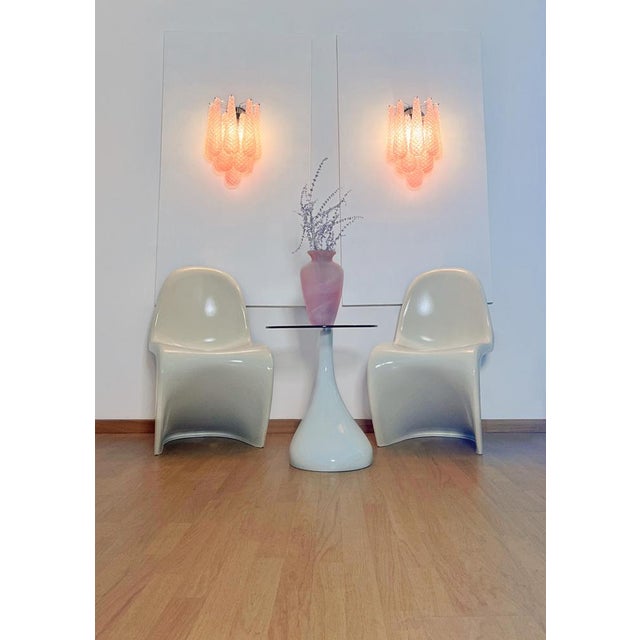 1990s Vintage Pink Glass Petals Drop Wall Sconces, 1990s, Set of 2 For Sale - Image 5 of 16