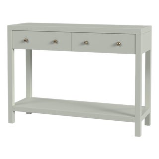 Nora 40 in. W Rectangular Wood 2 Drawer Console Table with Lower Open Shelf, Sage Green For Sale