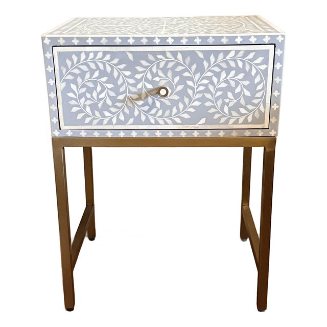 Anthropologie Scroll Vine Inlay Nightstand For Sale