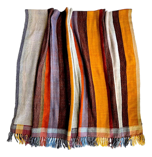 Hand Woven Color Block Silk & Wool Throw by Neeru Kumar for Pavo