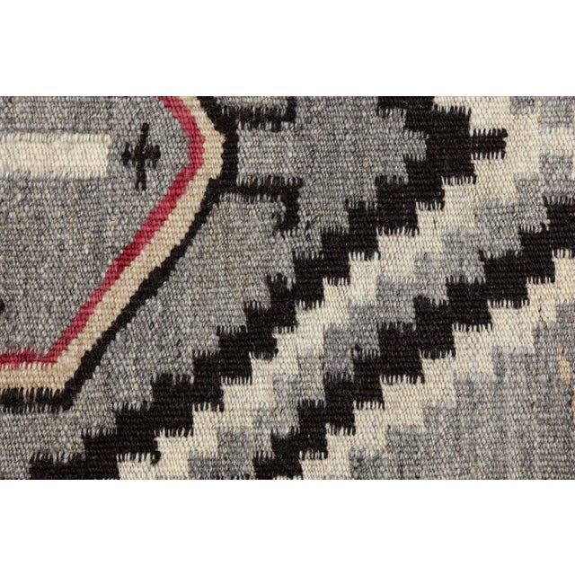 Modern Navajo Style Wool Area Rug – Geometric Diamond Lattice With Cross Motifs For Sale - Image 10 of 10