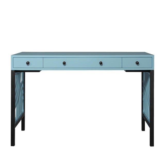 David Francis Swirl Writing Desk - Pool Blue For Sale - Image 4 of 9
