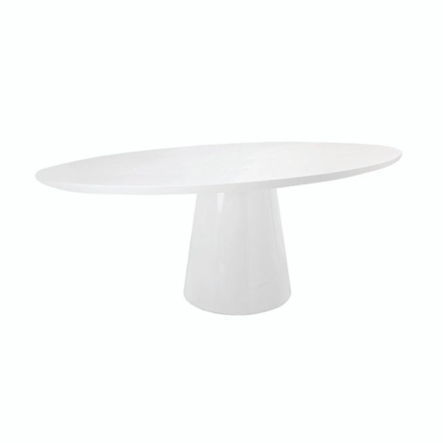 Contemporary Matthew Izzo Home Jefferson Glossy White Lacquer Oval Pedestal Dining Table For Sale - Image 3 of 8