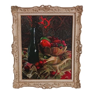 Jim Throne Spilled Cherries - Contemporary Realist Still Life Acrylic For Sale