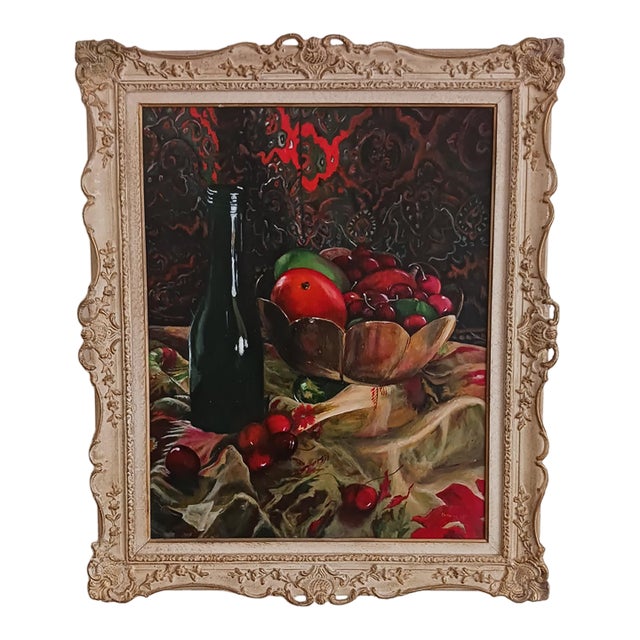 Jim Throne Spilled Cherries - Contemporary Realist Still Life Acrylic For Sale