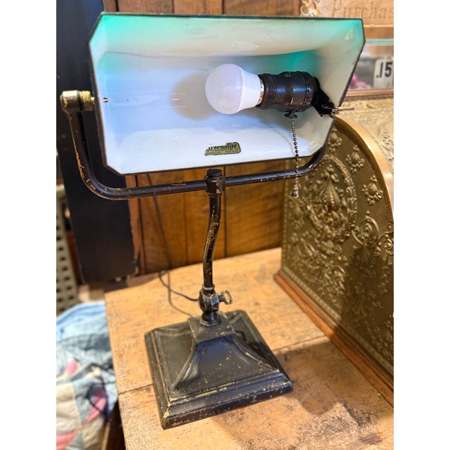 Early 1900’s Art Deco Emeralite Bankers Desk Lamp – Rewired For Sale - Image 12 of 13