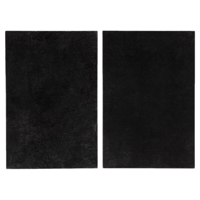 Large Black Paintings by Enrico Dellatorre, Set of 2 For Sale