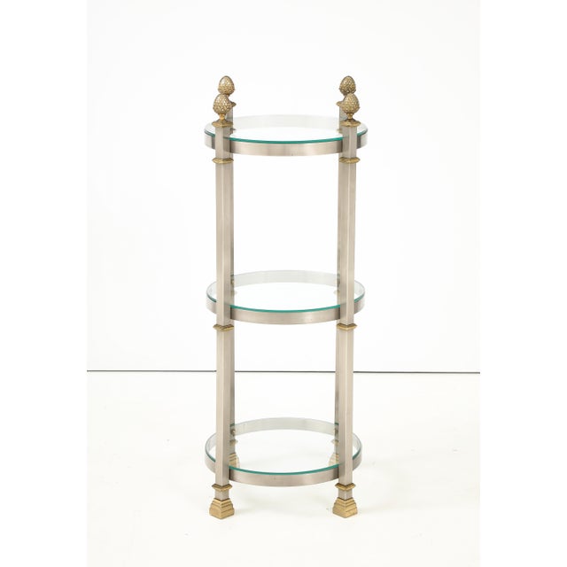Maison Jansen Style 3 Tier Steel and Brass Side Table For Sale - Image 13 of 15