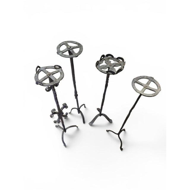Spanish Gothic Wrought Iron Candlesticks, Late 15th Century, Set of 4 For Sale - Image 13 of 15
