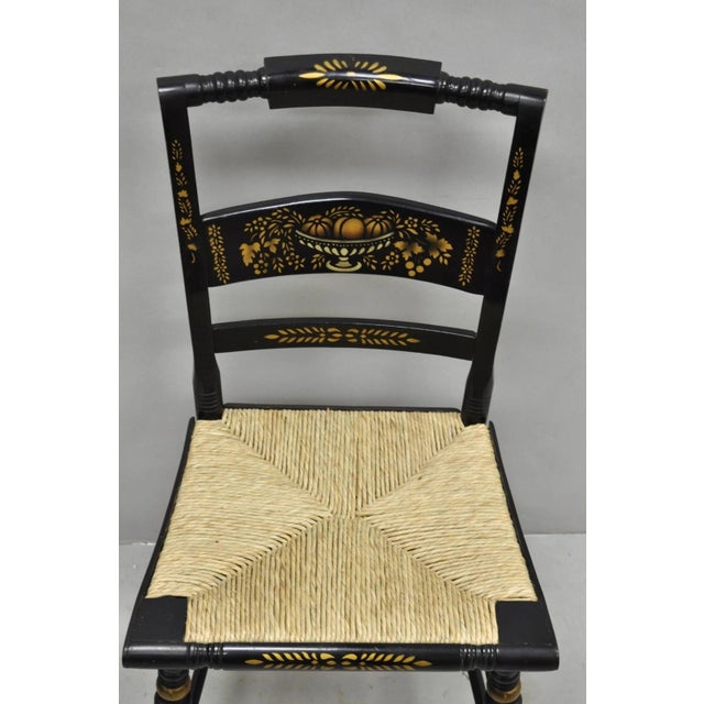 Nichols & Stone Vintage Nichols & Stone Hitchcock Harvest Stencil Painted Black Side Chair For Sale - Image 4 of 13